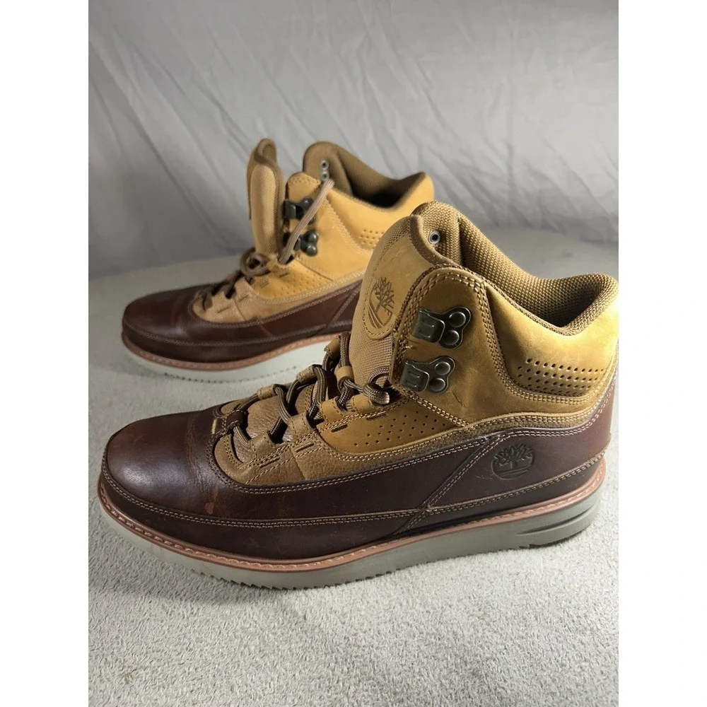 Timberland Boots Mens Size 10 Brown Leather Suede Chukka Wedge Sole Shoes A1HHL